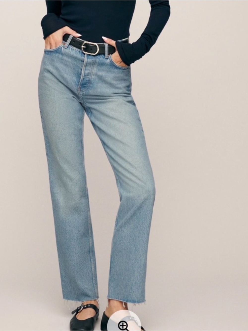 Reformation Cynthia stretch high rise Light Blue Straight-Leg Women’s Jeans 24